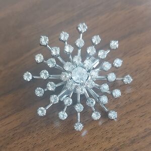 Elegant Silver Crystal Brooch